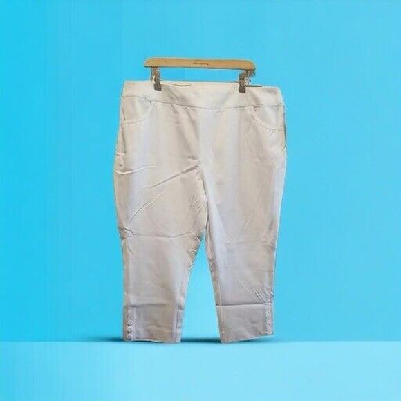 Soft Surroundings Pants - NEW Soft Surroundings Superla 2X Stretch Pull On Straight Leg Crop White Pants